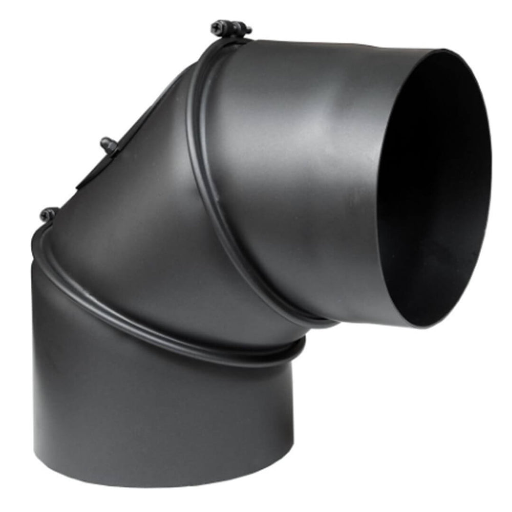 Justerbar røgrørsalbue 120 mm, sort stål